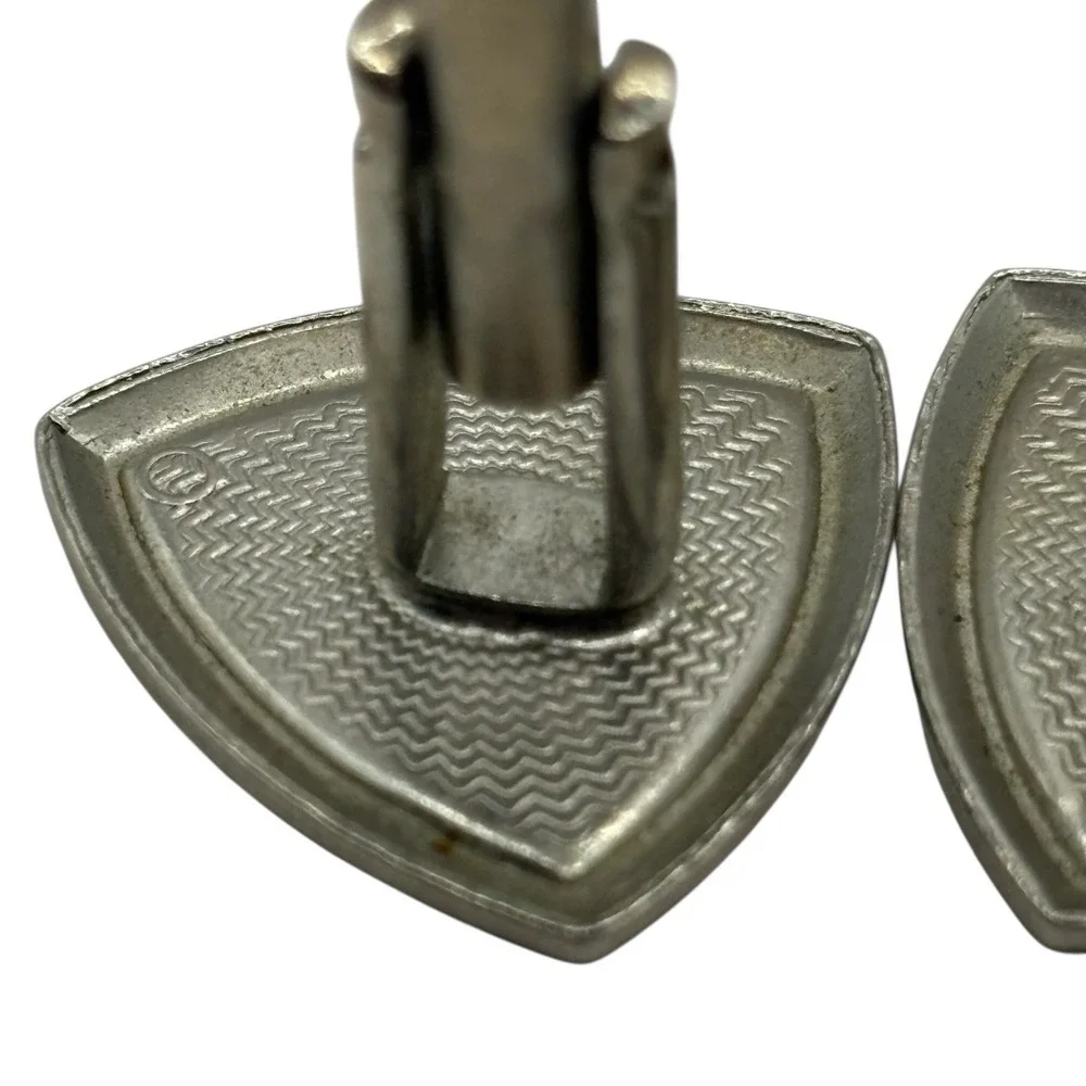 Vintage Cuff Links Brown Leather Formal‎ Shirt Accessory Men's Silver Tone MCM